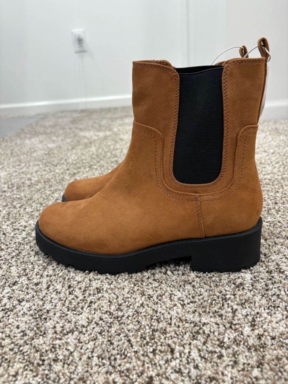 Women's Chestnut Brown Chelsea Booties with Platform Sole
